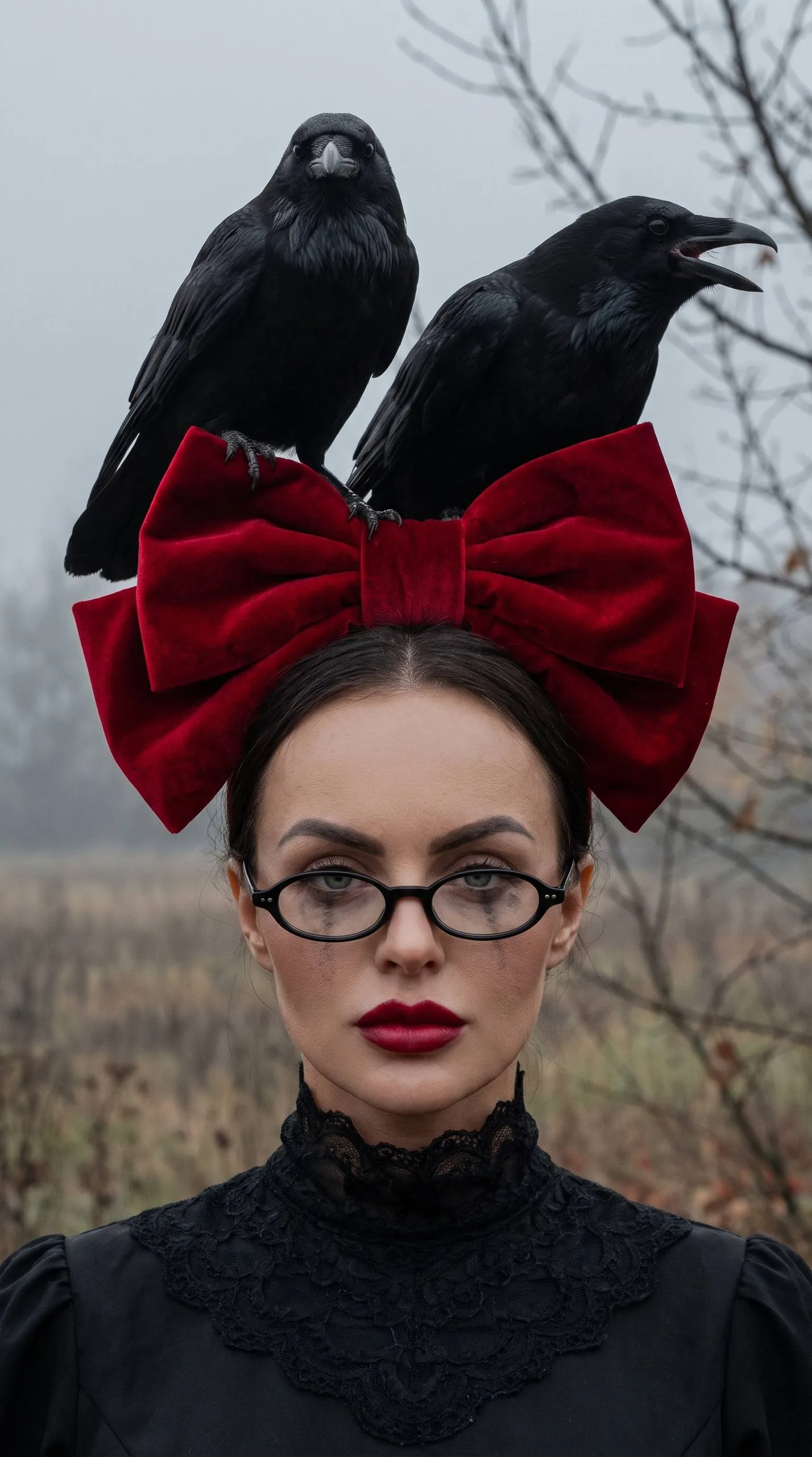 🐦‍⬛ Красный бант с воронами