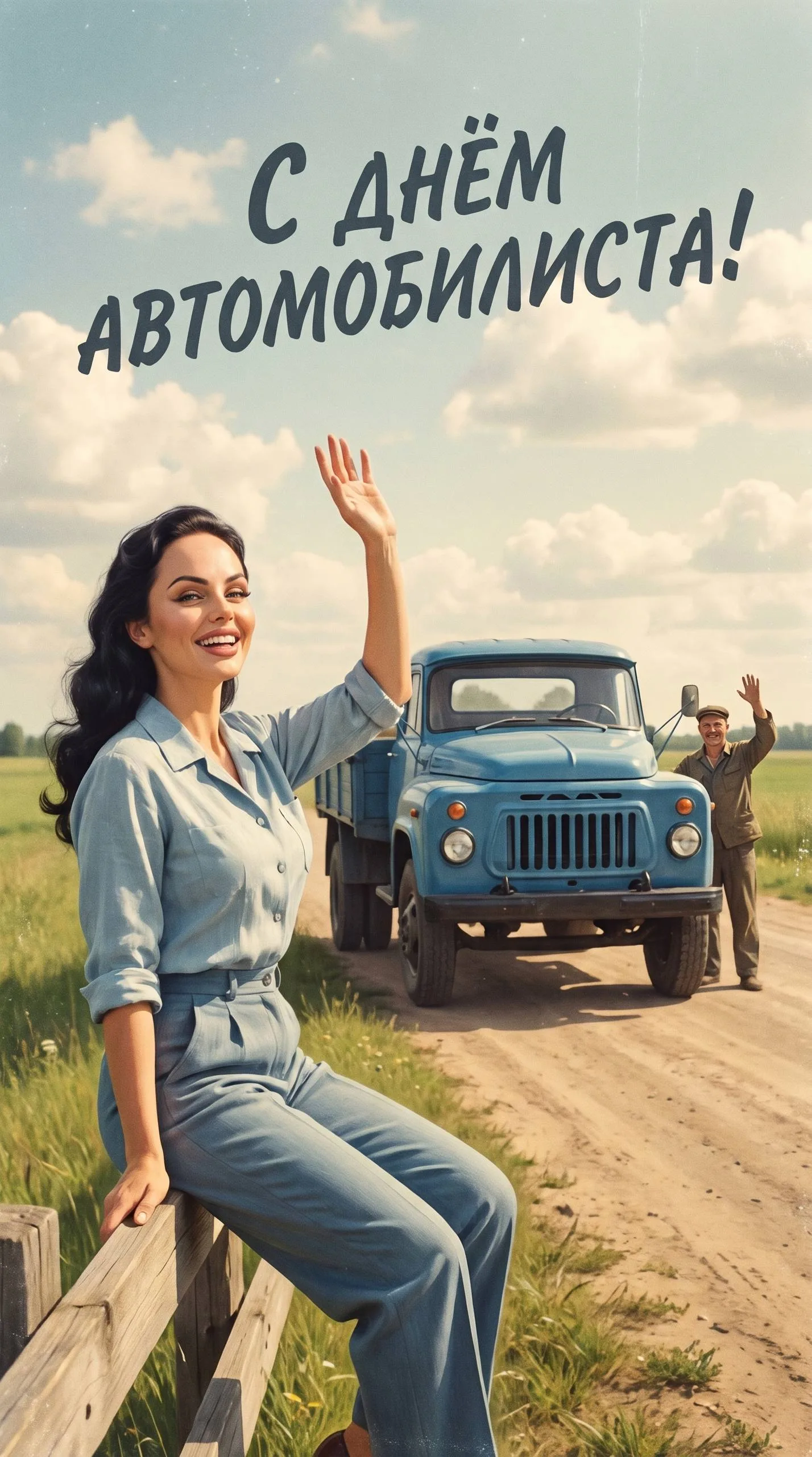 🚚 Ретро-открытка ко Дню автомобилиста
