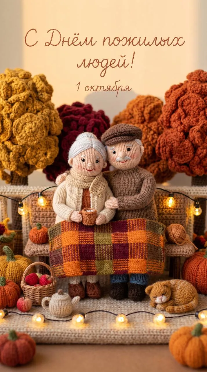 🧶 Вязаная открытка к 1 октября
