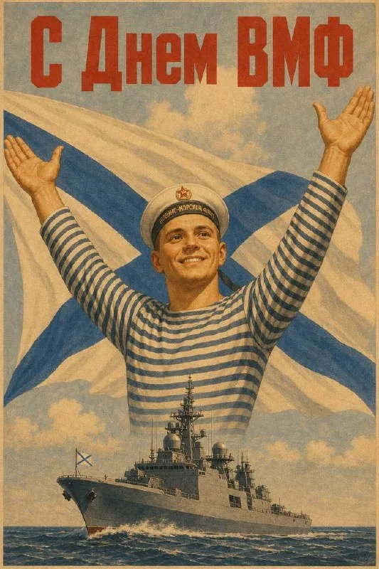 ⚓️ Плакат ко Дню ВМФ в советском стиле